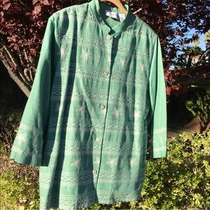 Silk & linen jacket with flower detail